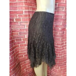 Simon Chang Brown Lace Size 6 Women's Skirt Asymetric Hem NEW #CB3